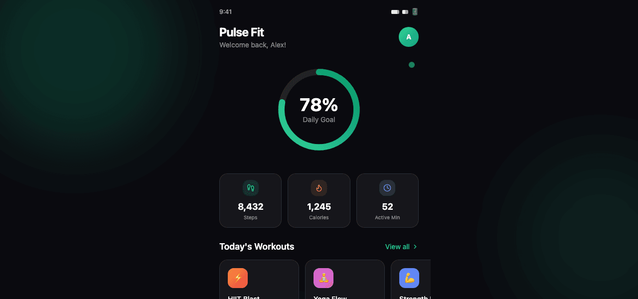 Mobile Fitness Activity Screen